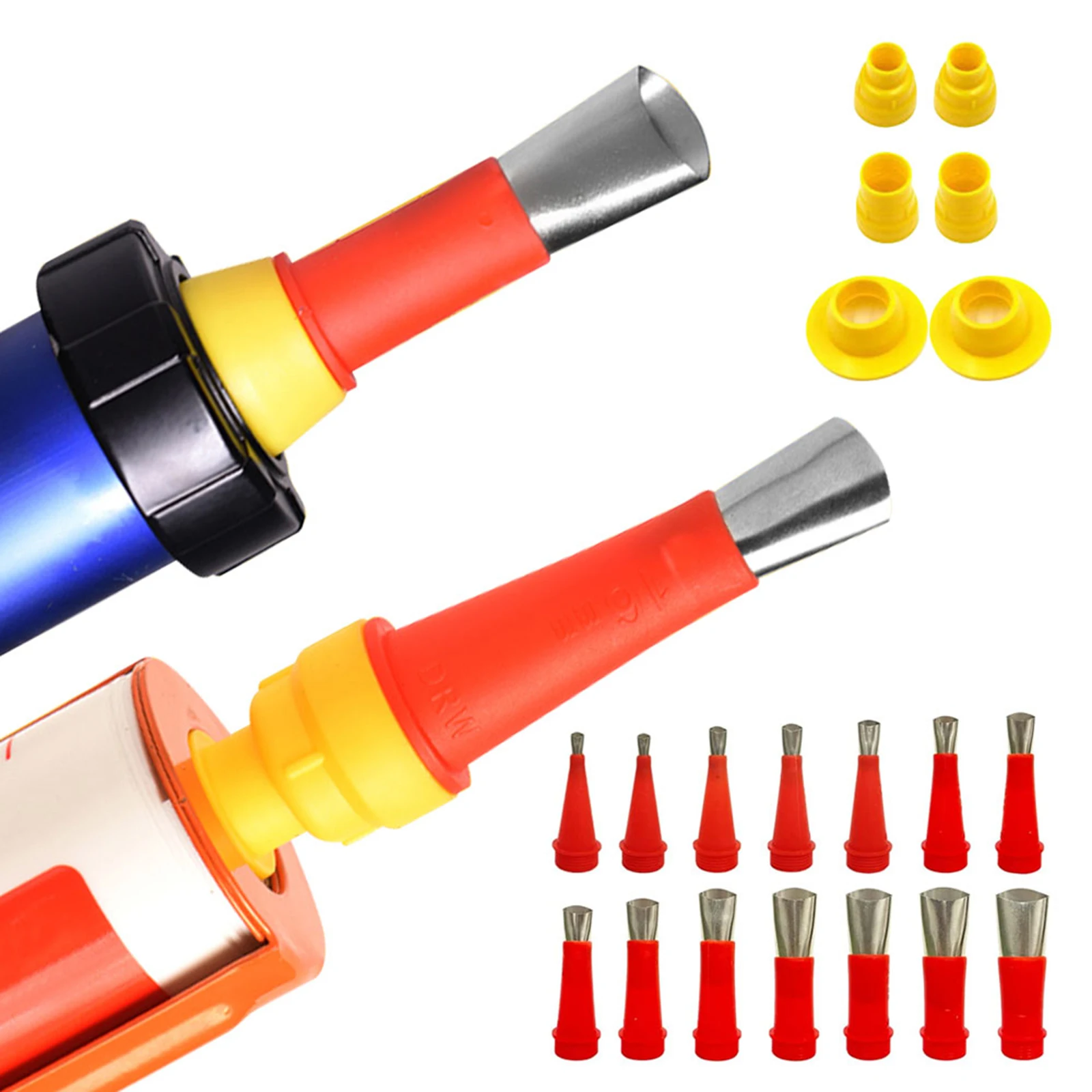 18PCS Caulking Gun Set With Stainless Steel Caulk Nozzle Glue Applicator Tool Silicone Sealant Finishing Tool Construction Tool