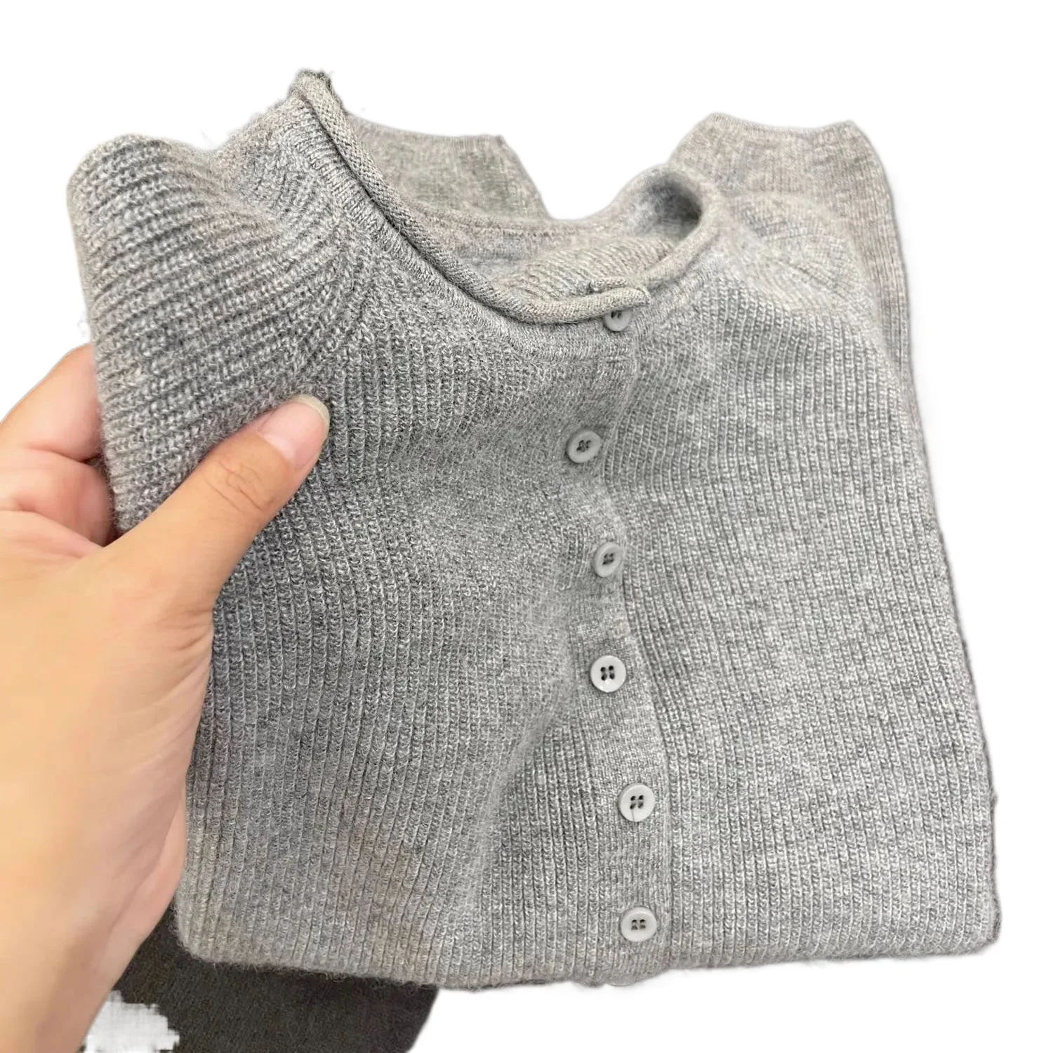 

Round Neck Cardigan Sweater Women Autumn Winter Long Sleeved Single Breasted Fashion Versatile Loose Solid Color Top