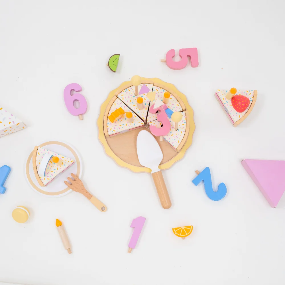 Juguetes de pastel de cumpleaños de simulación para niños, juego de simulación para niños, rodajas de pastel de fiesta de cumpleaños, juguetes educativos divertidos para cocina de bebé