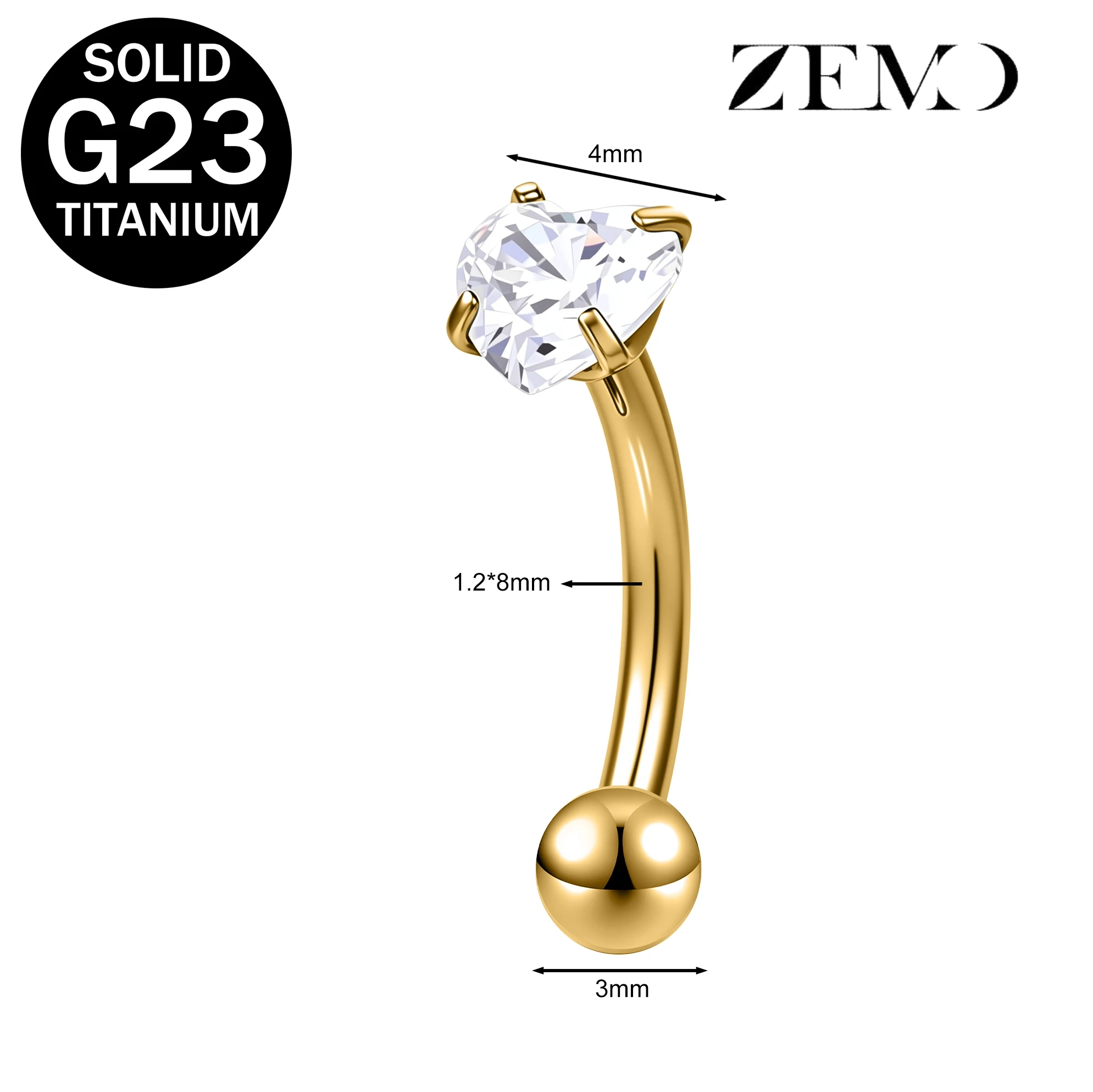 16G Titanium Eyebrow Ring with Star Zircon Earring