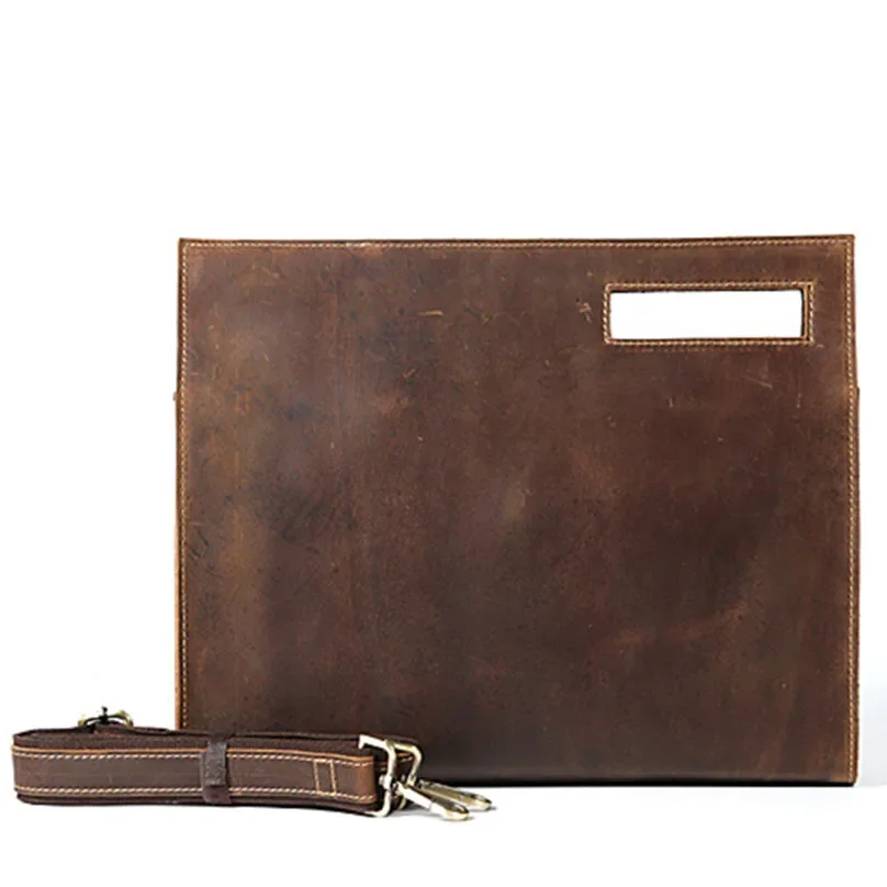 Genuine Leather Men Fashion Man Crazy Horse Cowhide Shoulder Handbag Retro Messenger Bags Male Briefcase Men Travel Bag Handbags