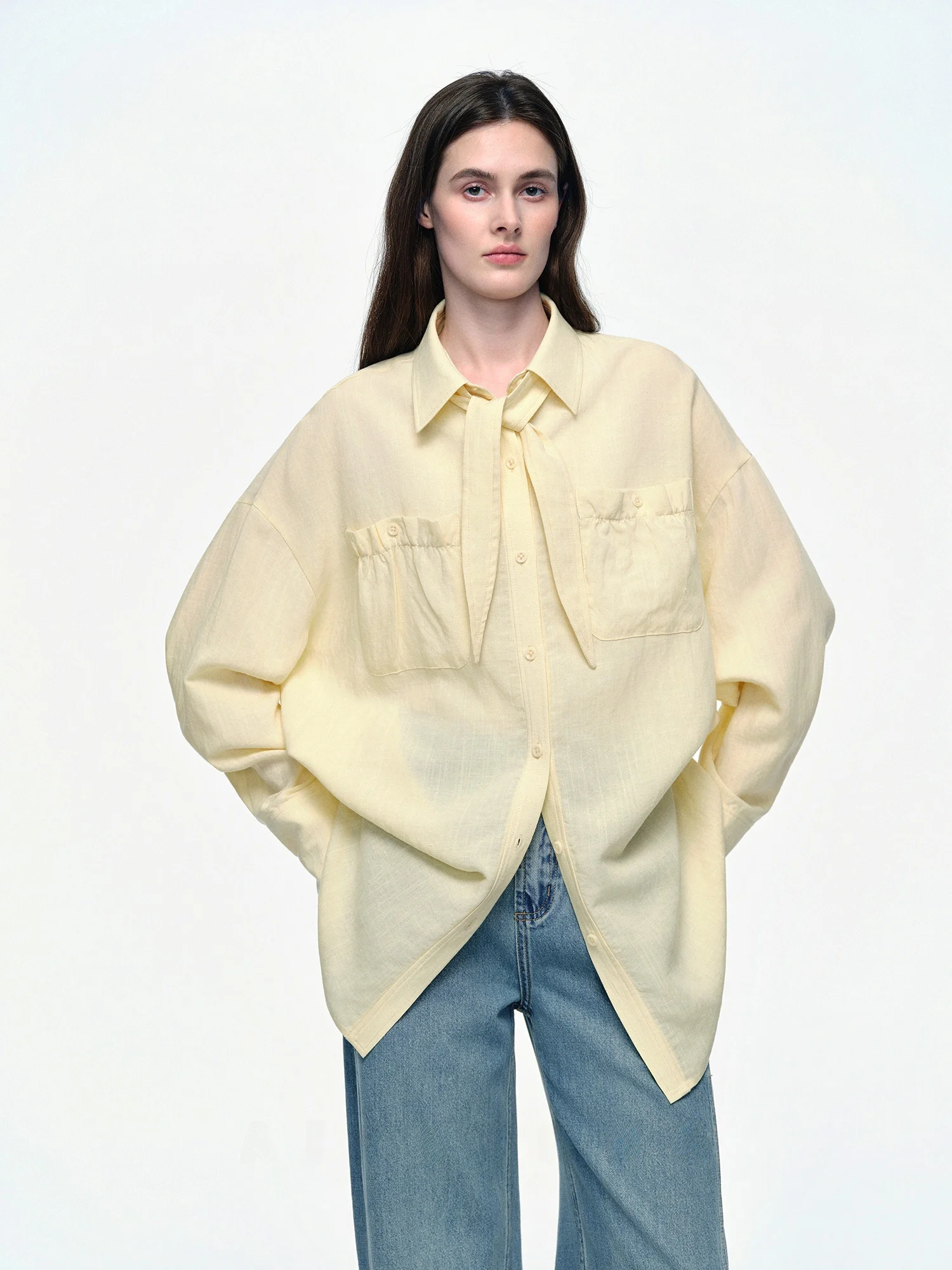 

Свободная женская блузка AIYUTONG из льняной смеси, расслабленный дизайн, повседневная, с длинным рукавом, дышащая, комфортная, весенняя мода