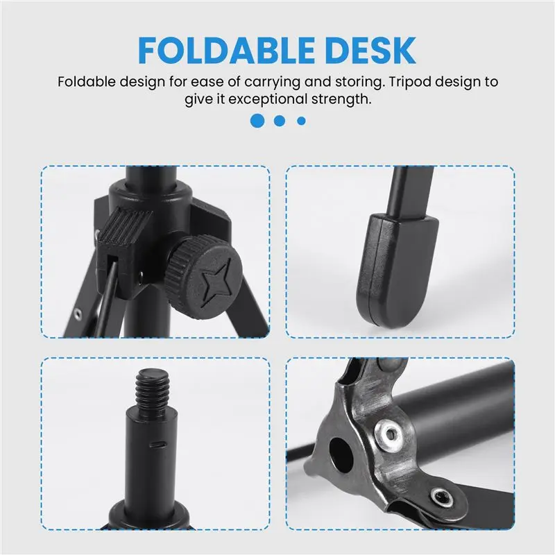 B04B-Foldable Tripod Desktop Microphone Stand Holder For Podcasts, Online Chat, Conferences, Lectures,Meetings, And More