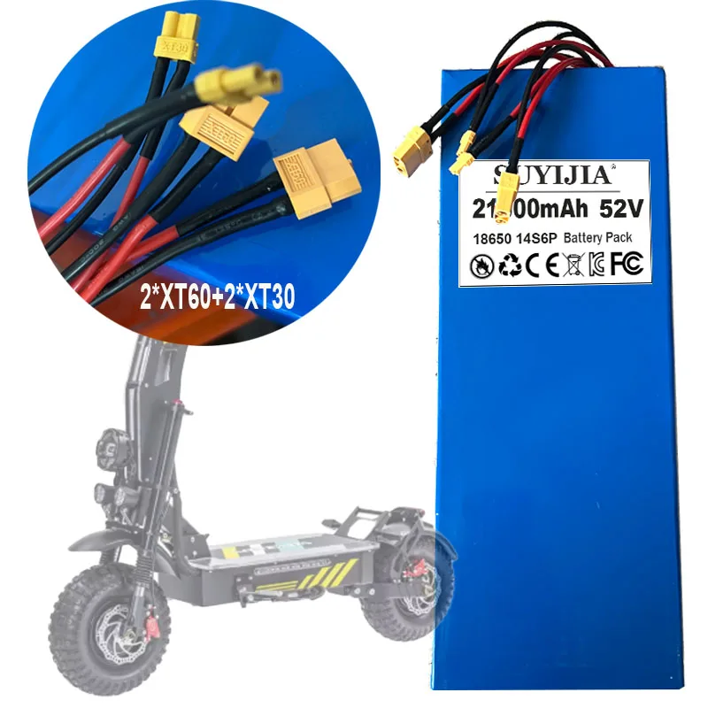 52V 21Ah 18650 Lithium Battery Pack 14S6P Built-in 20A Balan