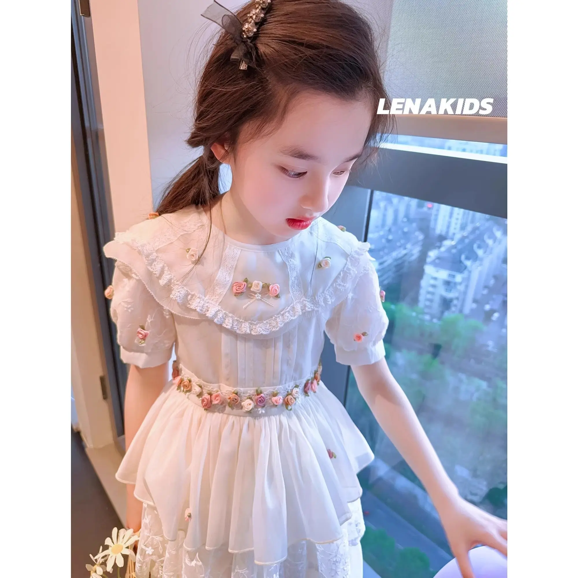 Baby Girls Summer Sweet Shiny Princess Ball Gown Shiny Cake Layed Backless Birthday Party Clothes Mesh Long Dress Sling Sundress