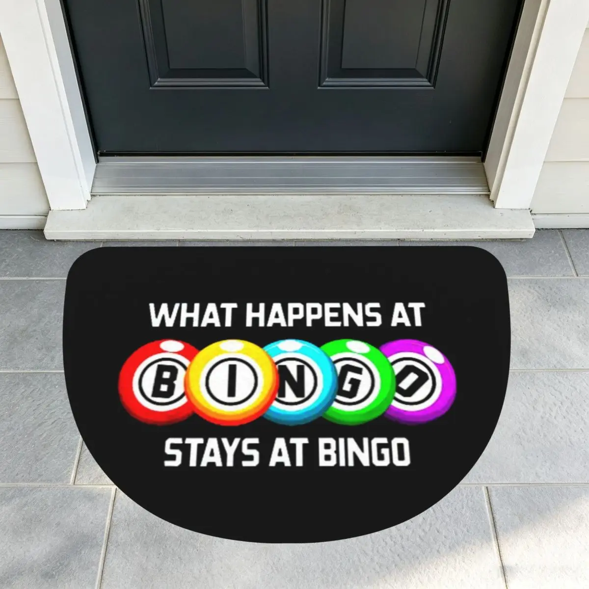 What Happens At Bingo Soft Flannel Half Round Doormat Non Slip Bathroom Mat Absorbent Floor Carpet for Home Bedroom