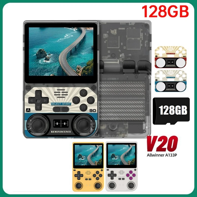 

V20 Handheld Retro Video Game Console 128GB 3.5Inch IPS HD Screen A133P Open Source Linux For GBA NDS SFC Simulators A