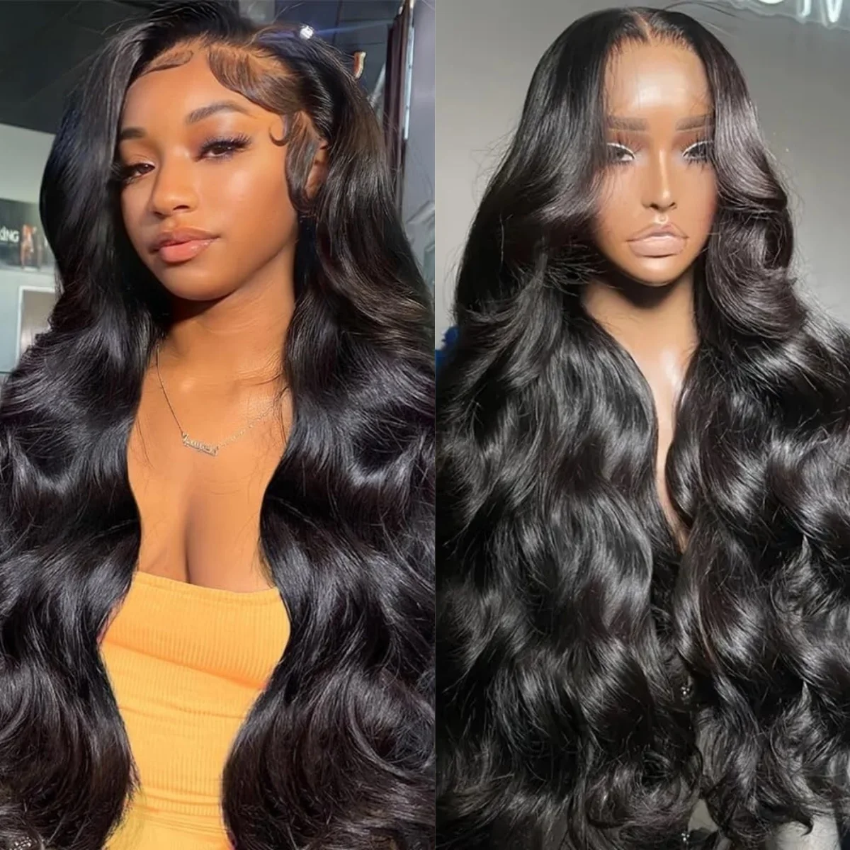 

13×6 Body Wave Lace Front Human Hair Wigs 13×4 Transparent 220Density Natural Color 5x5 Pre Plcked Lace Frontal Wig For Women 1B