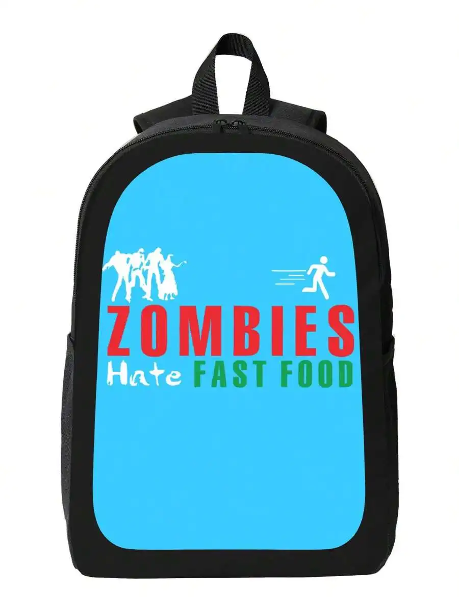 

Zombies Hate Fast Food Typo Backpack For Adults Laptop Bag 17 Inch
