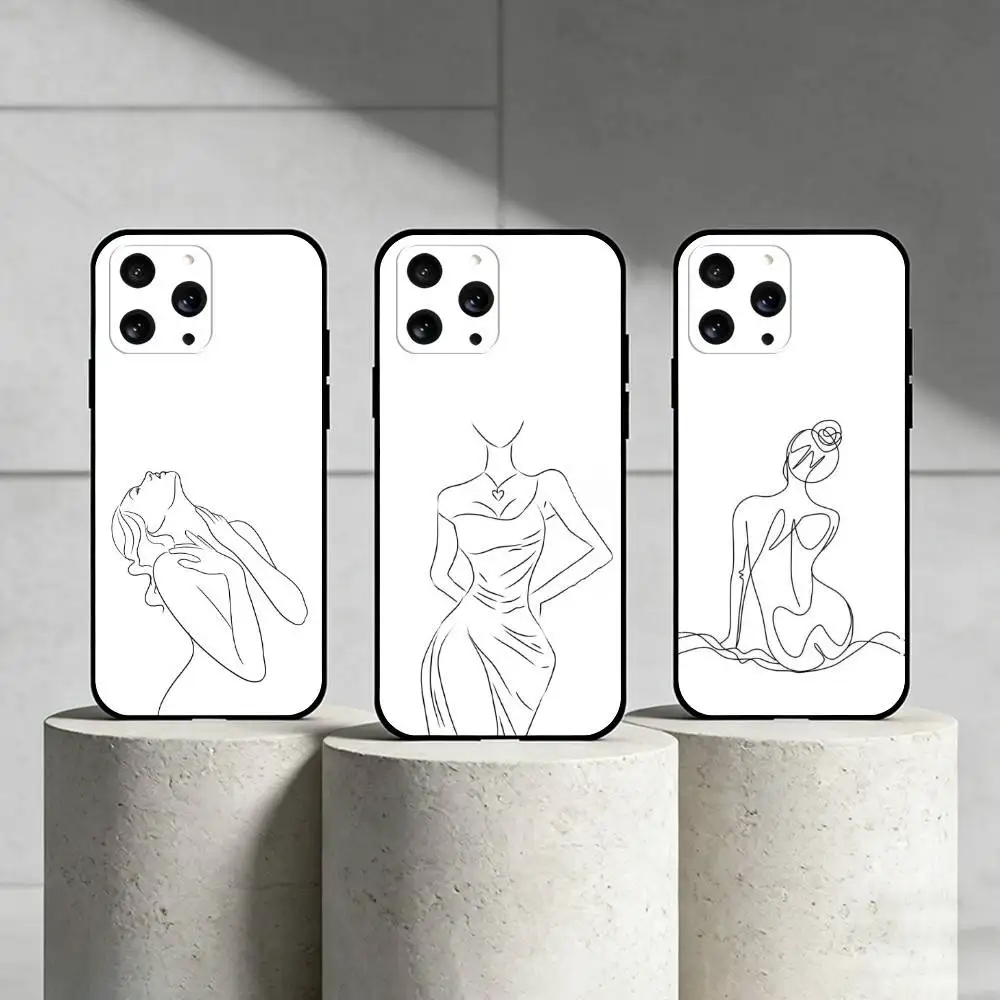 

S-Sexy lines Phone Case For iPhone 17,16,15,14,13,12,11 Plus,Pro Max,SE4Soft Silicone Black Cover