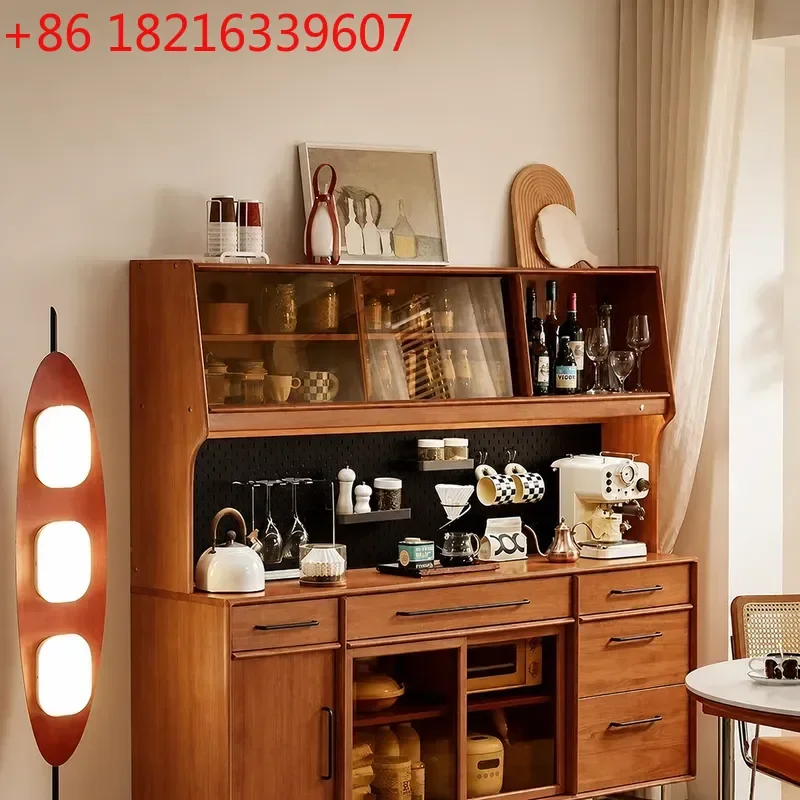 YAOVintage Solid Wood Dining Side Cabinet Wall Mounted Storage Unit for Living Room Sofa Area Floor Standing Locker Furniture