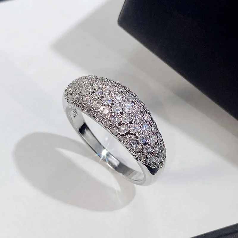 

Full Paved Shiny Zirconia Rings for Women Delicate Finger Engagement Wedding CZ Brass Ring Jewelry Accessories