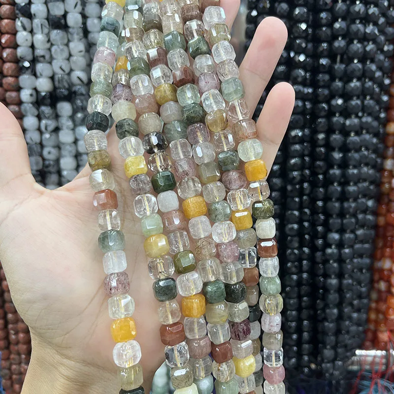 

8-9 мм натуральный граненый камень Фу Лу Шоу цветной кристалл свободные бусины-разделители 15 "для DIY ювелирных изделий браслет ожерелье изготовление подарков