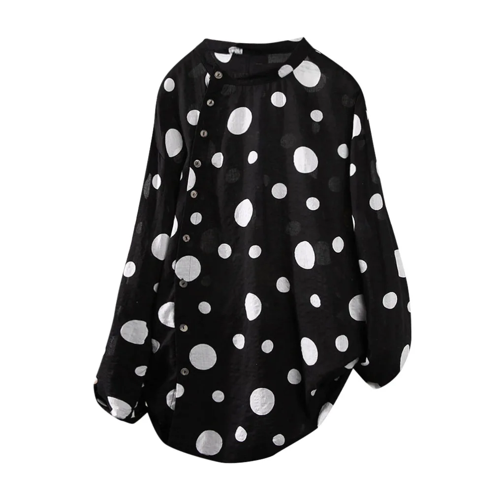 2019 Autumn New Fashionable Long Sleeved Polka Dot Chiffon Shirt For Women