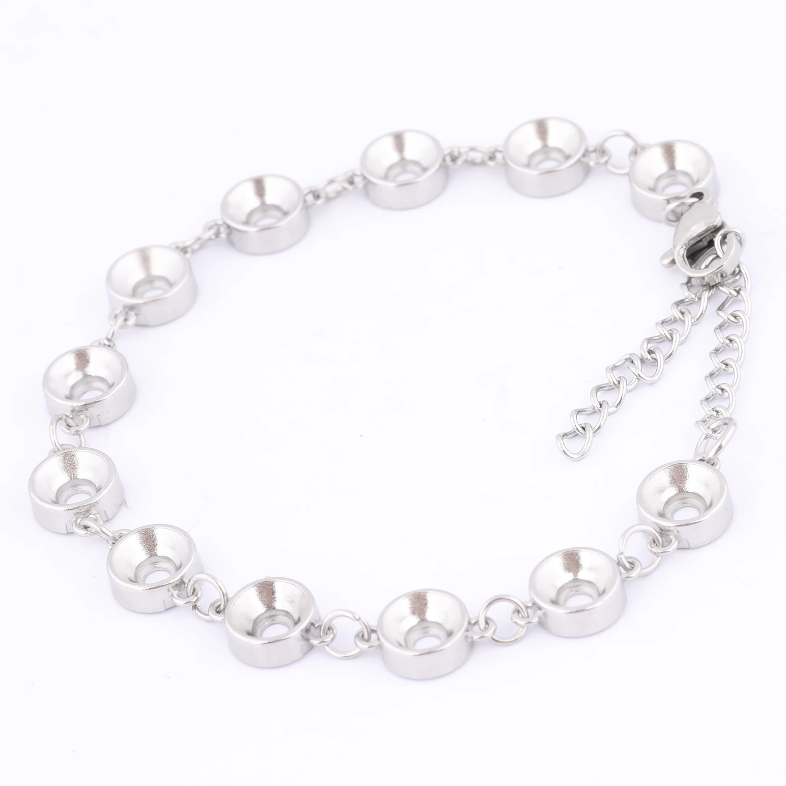 2pcs Stainless Steel Bracelet Claw Base Setting Trays For 6mm Pointback Crystal Stones Diy Bezel Blanks For Jewelry Making