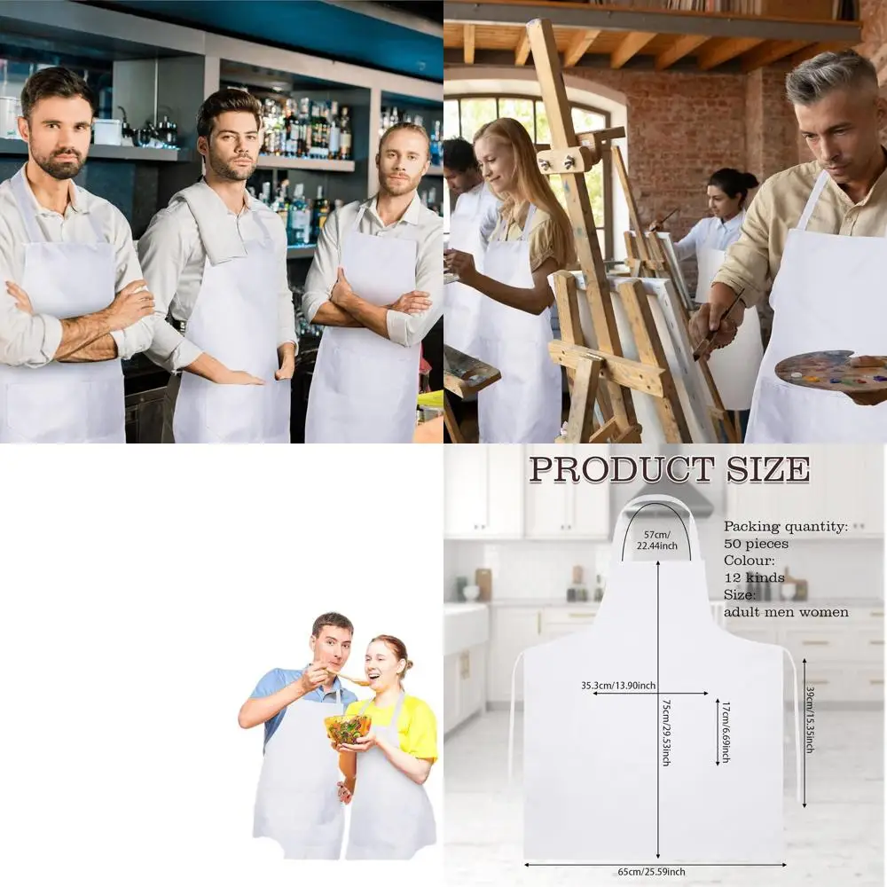 

Однотонные фартуки унисекс с нагрудником и двумя карманами для взрослых женщин и повара — идеально подходят для приготовления пищи и рисования