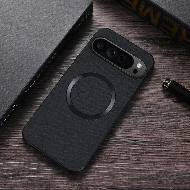 Funda de tela para Magsafe para Google Pixel 9 10 11Pro XL 8 7 6 9 10Pro 10A 9A 8A 7A 6A, cubierta de PC a prueba de golpes con carga magnética 4