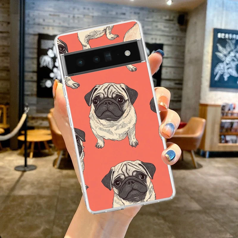 حافظة لهاتف جوجل بيكسل 9 8 7 برو 8A 7A 6A 6 Pro XL 5 4 5A 4A 3A 5G غطاء شفاف من البولي يوريثان الناعم على شكل حيوان أسود الصلصال عن قرب