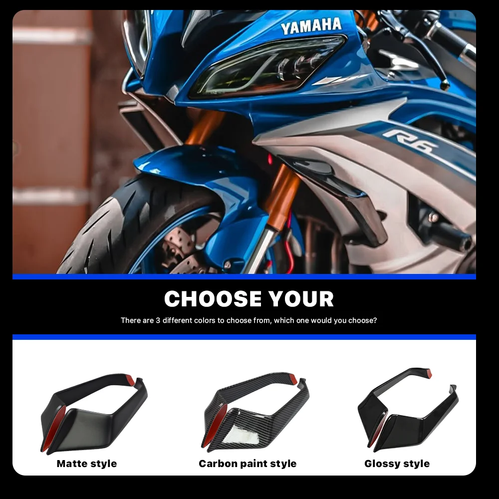 Para yamaha YZF-R6 yzfr6 2008 -2016 abs motocicleta winglet asa fixa spoiler painel lateral pára-brisa asa aerodinâmica carenagem