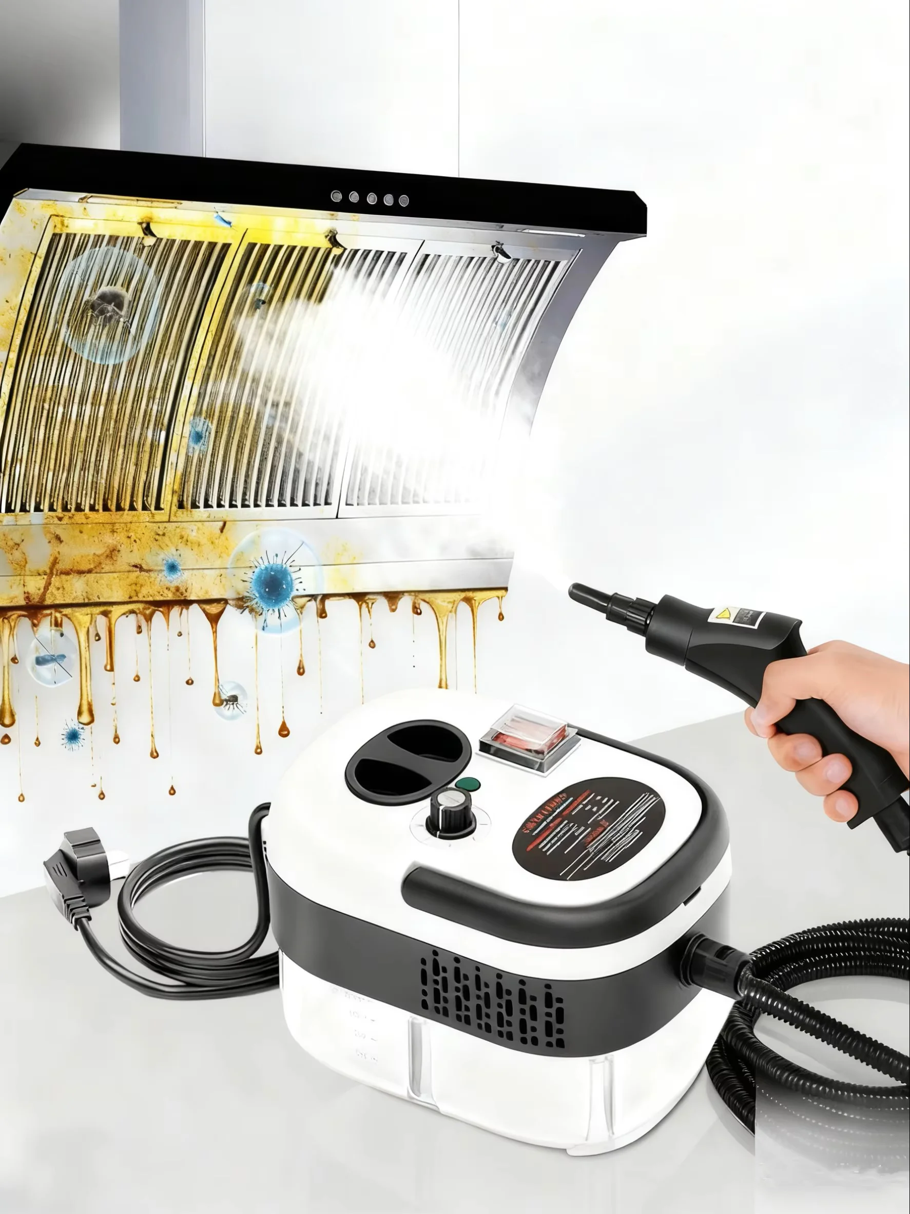 Tragbarer Hand‑Dampfreiniger 2500W Hochdruck 3Bar Heißdampf 105℃ 15s Schnellaufheizung Mehrzweck‑Tiefenreinigungsgerät für Haushalt Küche Bad Sofa Autopflege