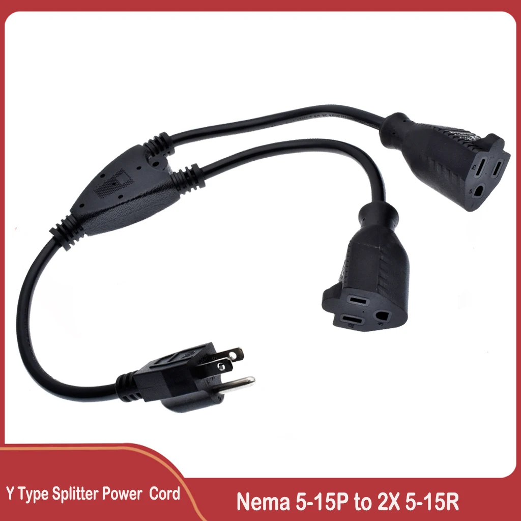 

Шнур адаптера питания-сплиттера типа Y США, от 5-15P до 2X 5-15R, 3-контактный разъем питания «папа» на двойной «мама», 1 шт.