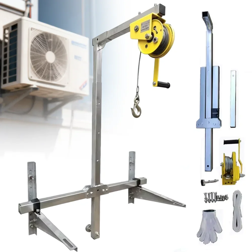 Portable Mini Crane Side Swing Rotating Lifting Device High Altitude Hoist Tool For Outdoor Air Conditioner Unit Installation