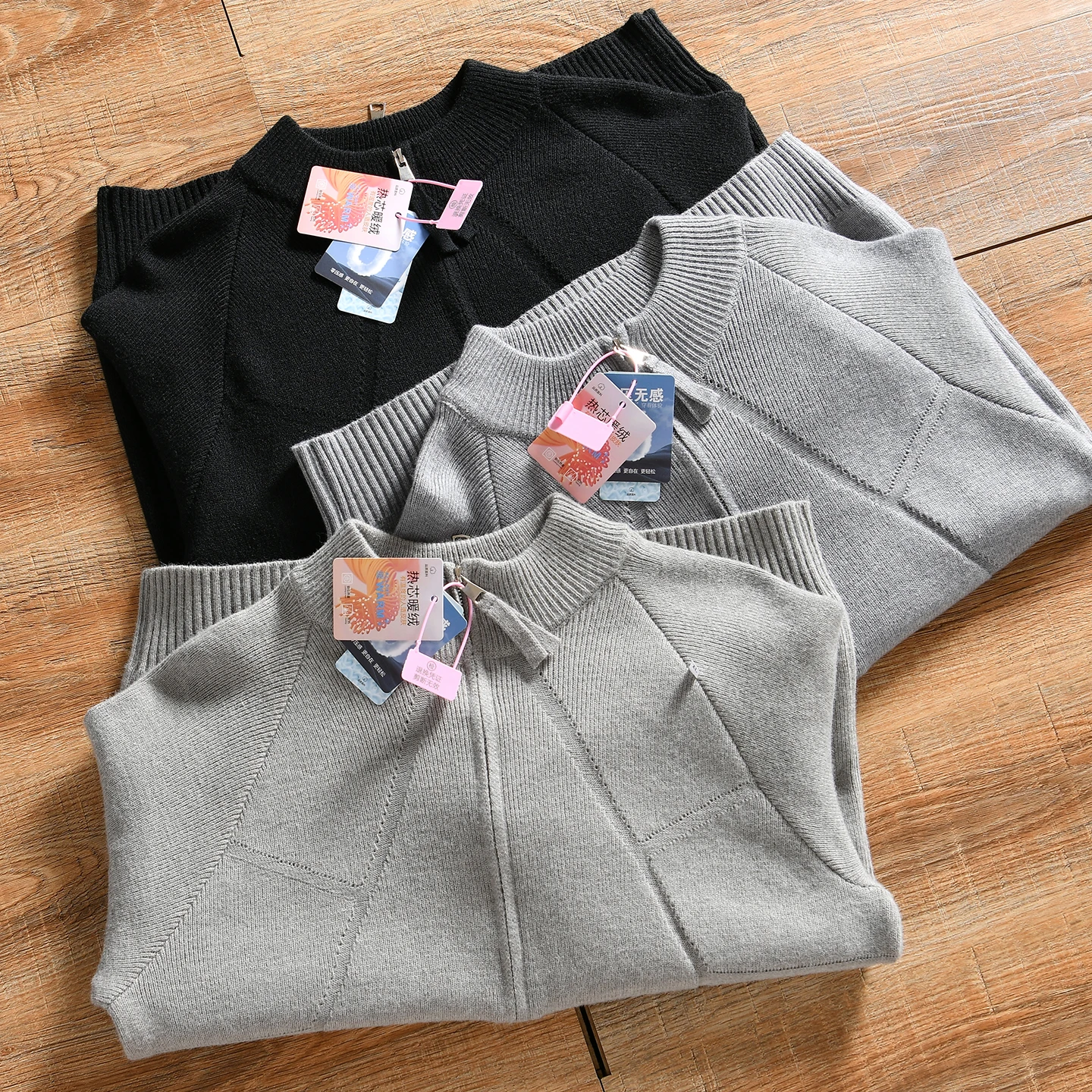 Men's Casual Knitted Sweater Cardigan with 3D Embroidery Process Stand Collar Open Front Long Sleeve Warm Winter Outerwear