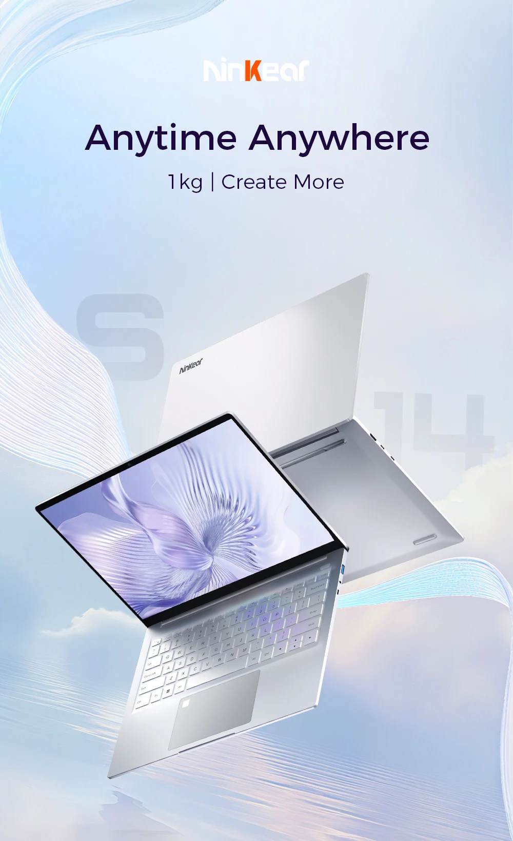 Ninkear S14 Lightweight Laptop 14 Inch 2.2K IPS Display AMD Ryzen 5 6600H 16GB LPDDR5 RAM 512GB SSD Windows 11 WiFi 6 Fingerprint Reader Backlit Keyboard for Business Home Office Study and Everyday Multitasking