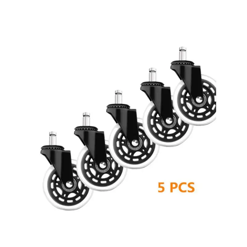 

5 Packs 2.5/3 Inch Casters Office Chair M10/M11 Mute Universal Wheel Pu Circling Caster Strong Bearing Transparent Wheel Black