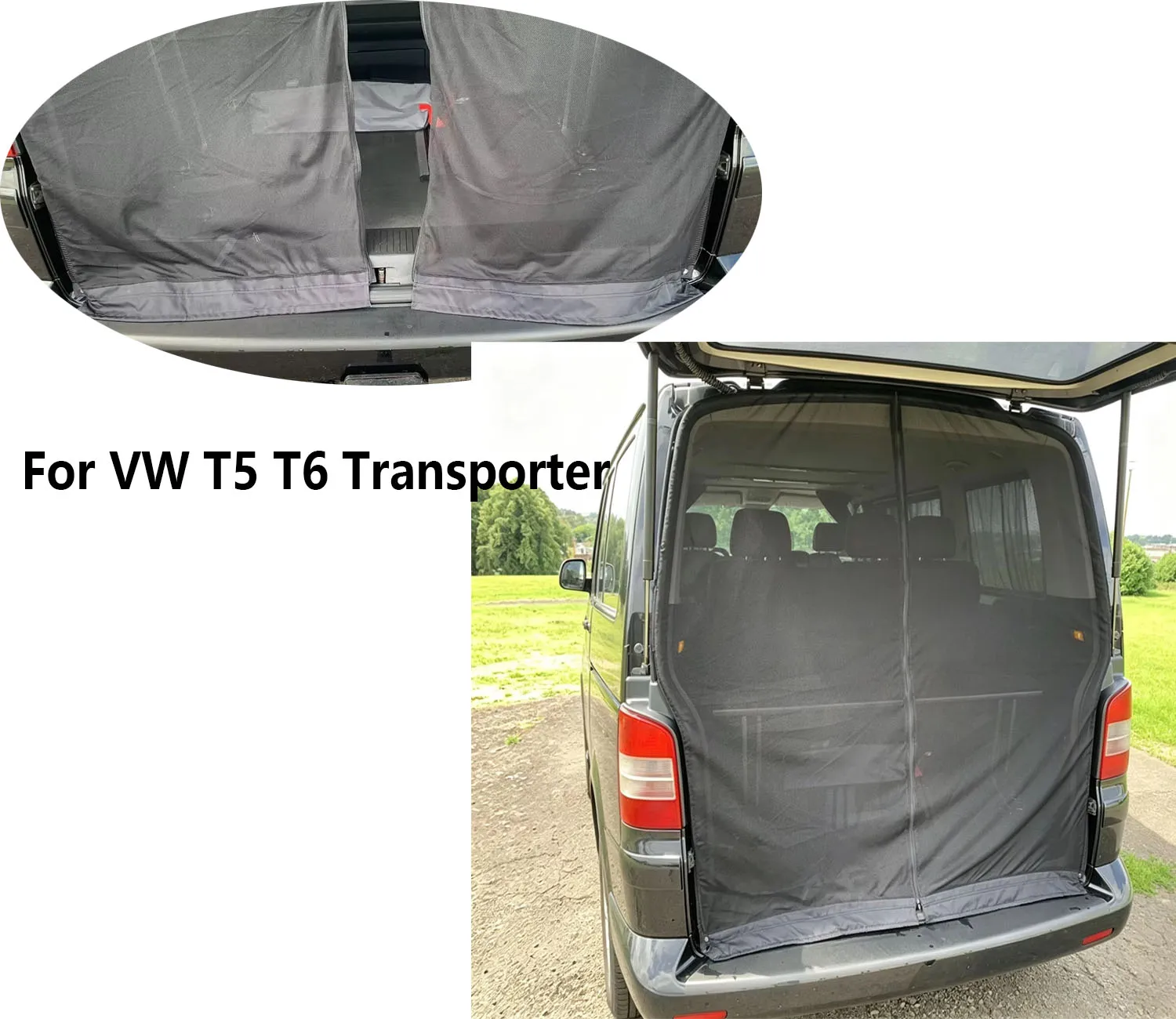 Adjustable Magnetic Insect Screen for VW T5 T6 Transporter Camper Van RV - Tailgate Barn Door Mosquito Net Bug Barrier for Outdo