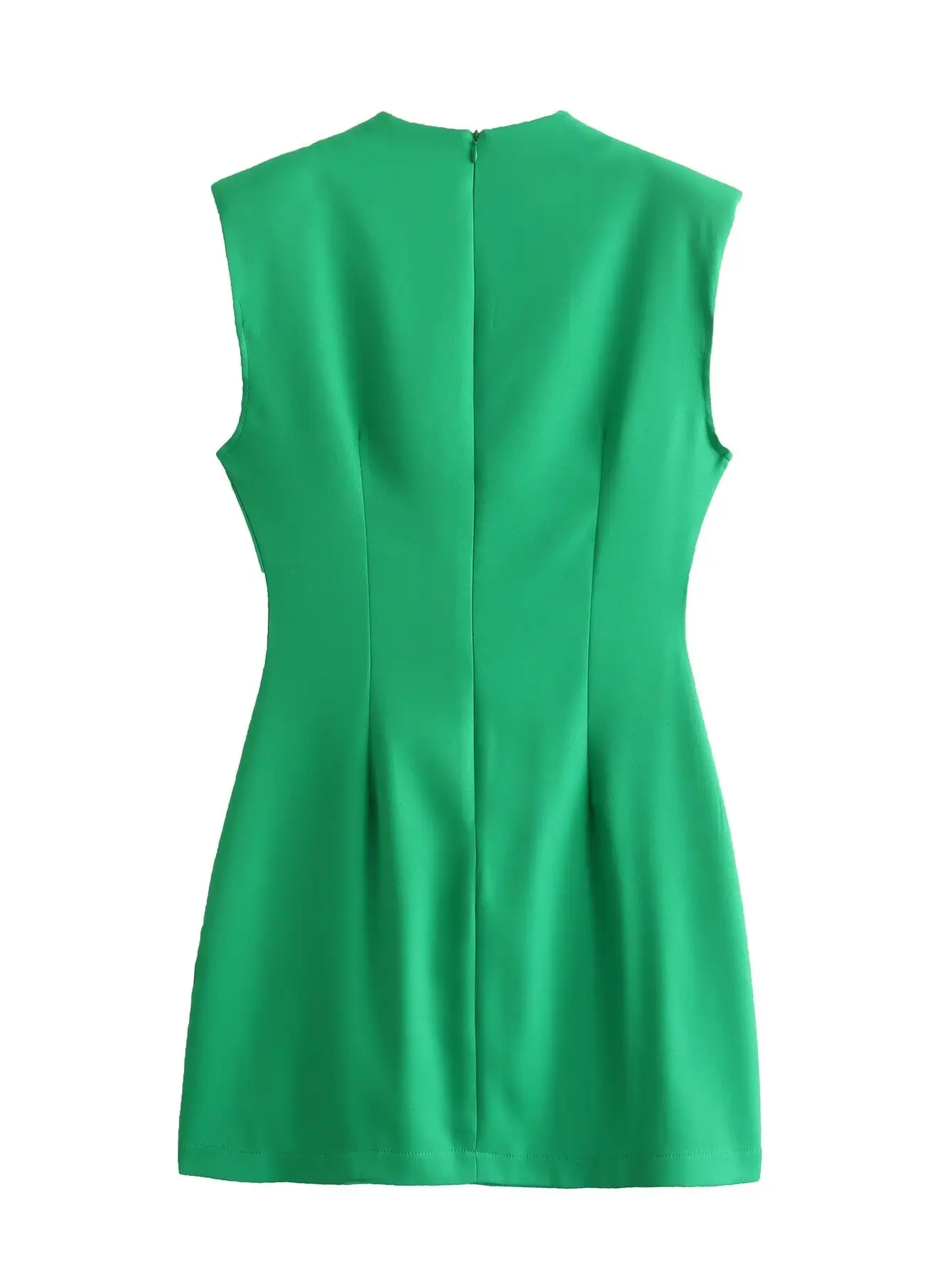 TFMLN Women Fashion Sleeveless Mini Dress 2024 New Casual Back Zipper Dresses Female Summer Solid Simple A-line Elegant Dress