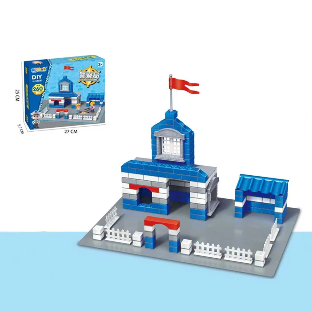 Meerkleurige doe-het-zelf bouwhuisblokset miniatuurformaat tegelhuizen monteren speelgoed plastic huisje stijl huis bouwspeelgoed voor