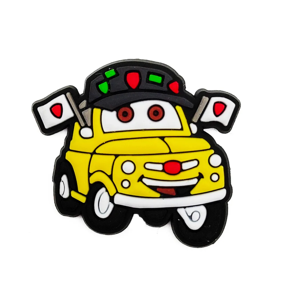 20Pcs MINISO Racing Car Series Shoe Charms For Slides Sandals, PVC Shoe Decorations Accessories For Christmas Birthday Gift