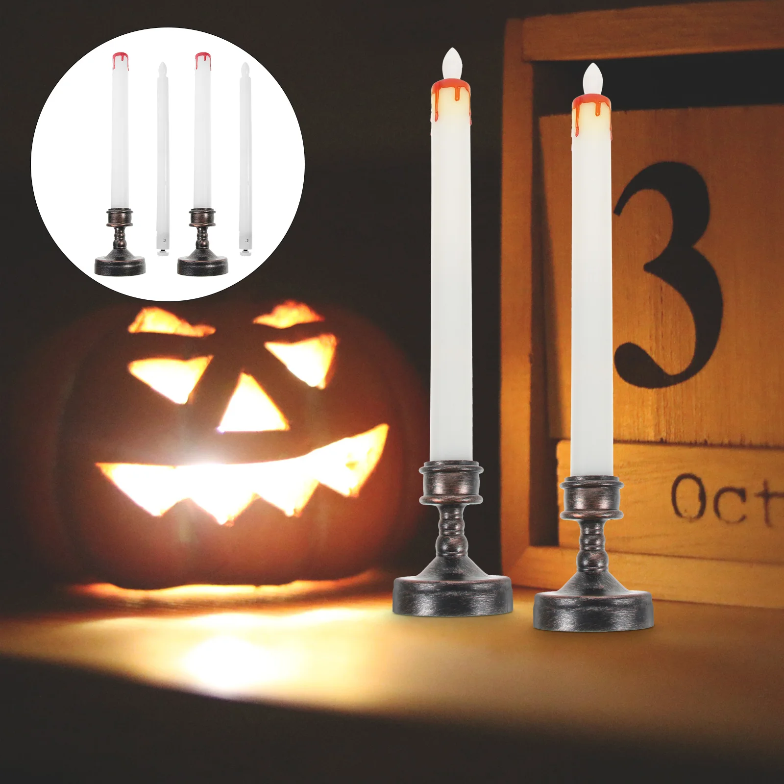 

2Pcs Operated Flameless Electronic Lights Taper Decoration for Home Party Flameless Candles