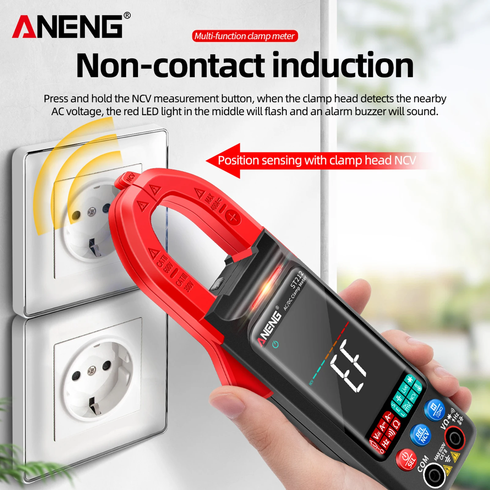 ANENG ST212 DC/AC Current Digital Clamp Meter 6000 Counts 400A Amp Multimeter Large Color Screen Voltage Tester Car Hz NCV Ohm