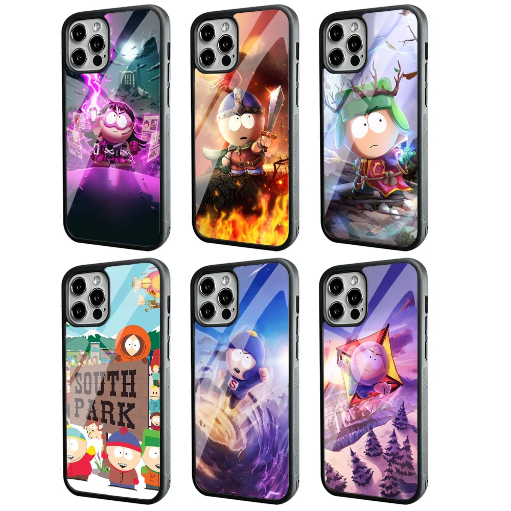 S-South Cartoon P-Parks Phone Case For IPhone 11 12 13 14 15 Plus Pro Max Mirror Acrylic PC TPU Cover