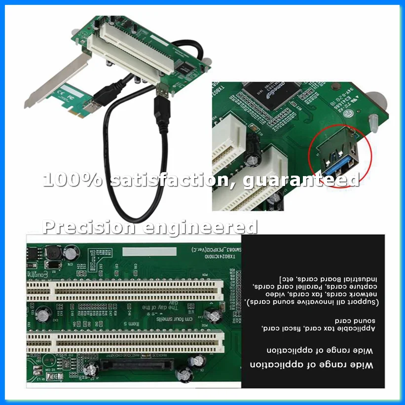 

Desktop PCI-Express PCI-E to PCI Adapter Card PCIe to Dual Pci Slot Expansion Card USB 3.0 Add on Card Convertor-A69M