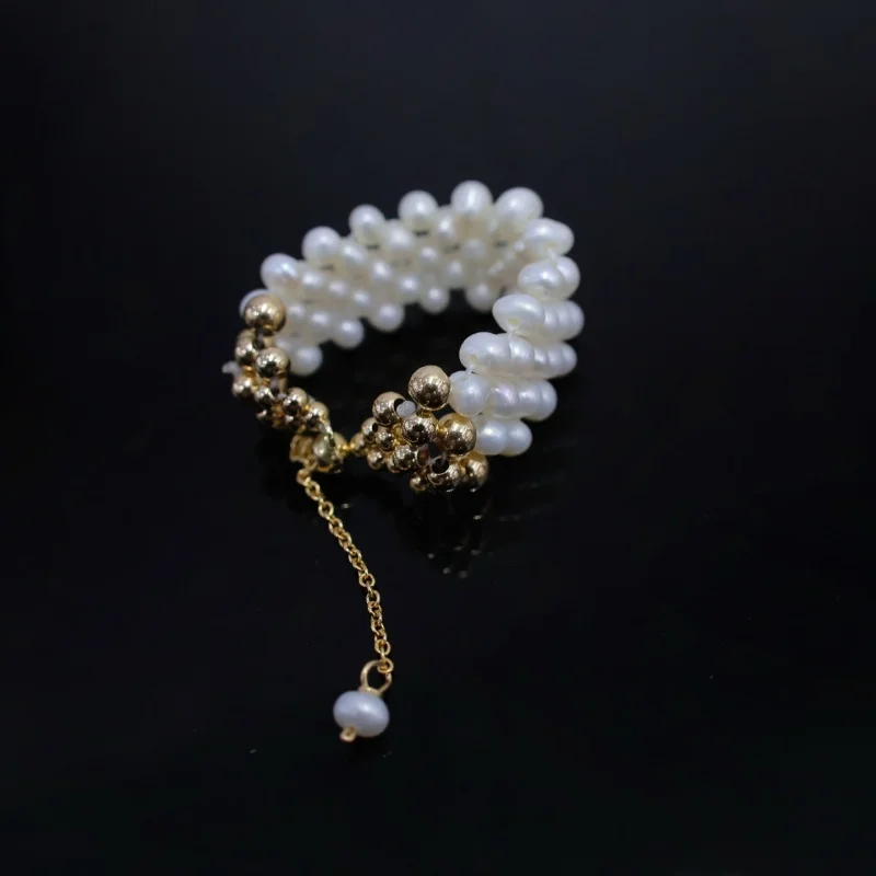 

SGARlT 14K Gold Filled Classic Retro Natural Freshwater Pearl Ring 2.8-3mm adjustable size Gift for Women