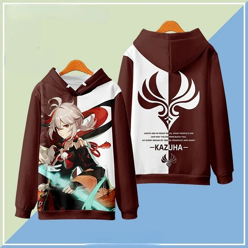 Genshin impact kaedehara kazuha 3d hoodies fashion wine suit hooded sportswear kawaii female/male hooded cosplay sweater 2024