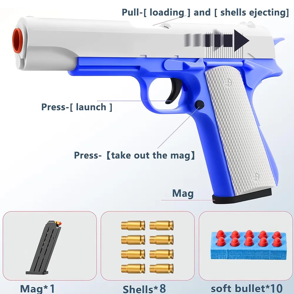 Soft Bullet Colt M1911 Toy Gun Pistol Toys Cheap Cool Realistic Look Real Hand Guns For Kids Shooting Game Birthday Gift