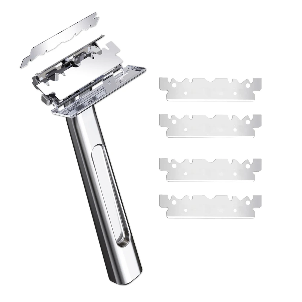 Whityle D12 Advanced Platinum Coating Haft Blade Stainless Steel Sharp Double-edged Shaving Bades for Barber Shop with 100 pcs