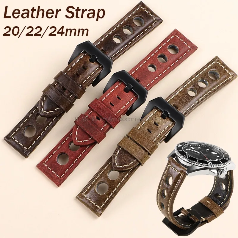 Vintage Cowhide Leather Watch Strap Men Women Universal Watch Band Retro Cowhide Leather Wristbelt Sport Bracelet 20mm 22mm 24mm