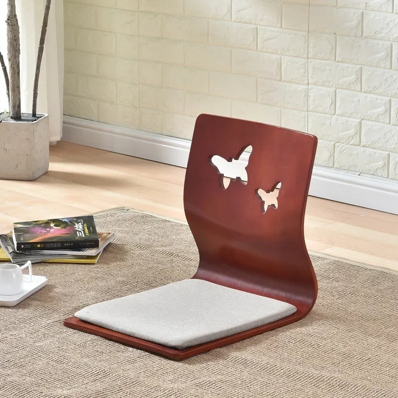 

4pcs/lot Japanese Style Tatami Floor Chair Cushion Seat Living Room Furniture Asian Floor Zaisu Legless Chair Cherry Finish