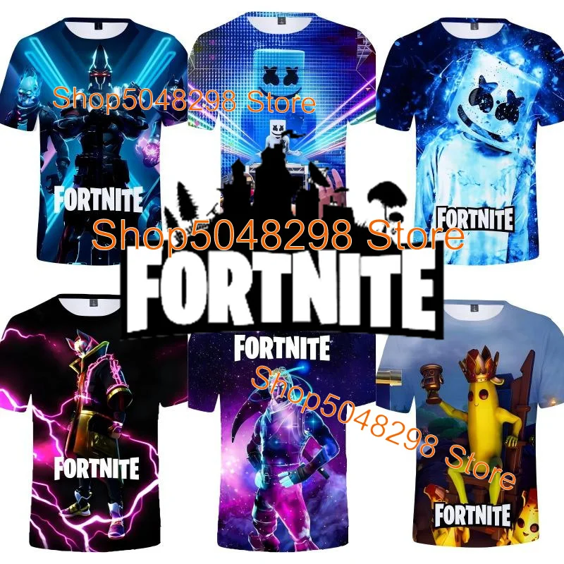 Футболка Bushranger Fortnite для детей, футболка с 3D принтом Banana Peely, мужская и женская футболка Battle Royale Game, летние топы, подарки на день рождения