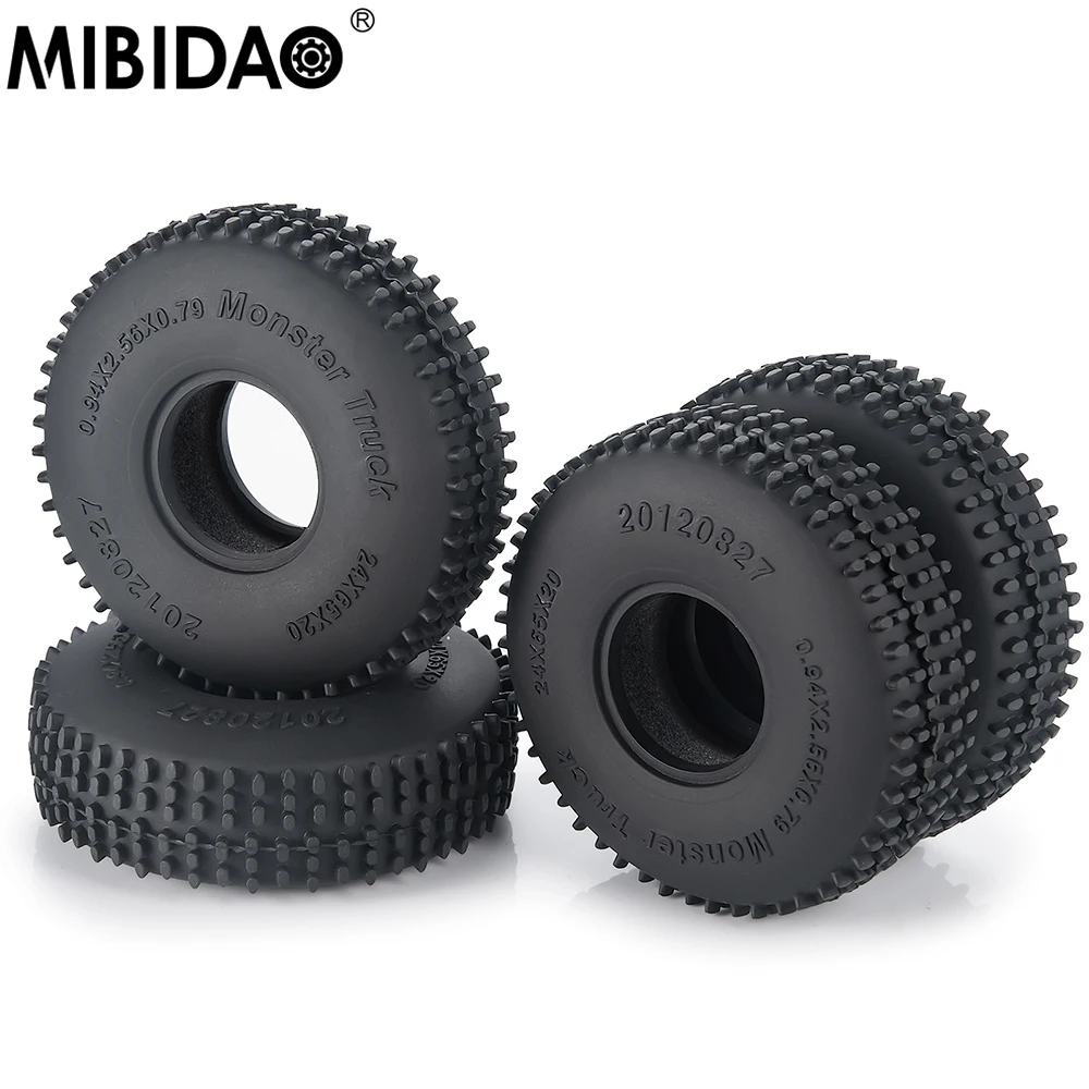 MIBIDAO 4Pcs 64/65mm Soft Rubber Wheel Tires For 1/18 TRX-4M Bronco Defender RC Crawler Car Parts