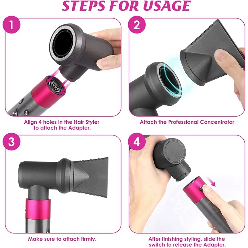 Professional Concentrator And Adapter Accessory Kit For Dyson Airwrap Styler, For Curling Iron Converting To Hair Dryer