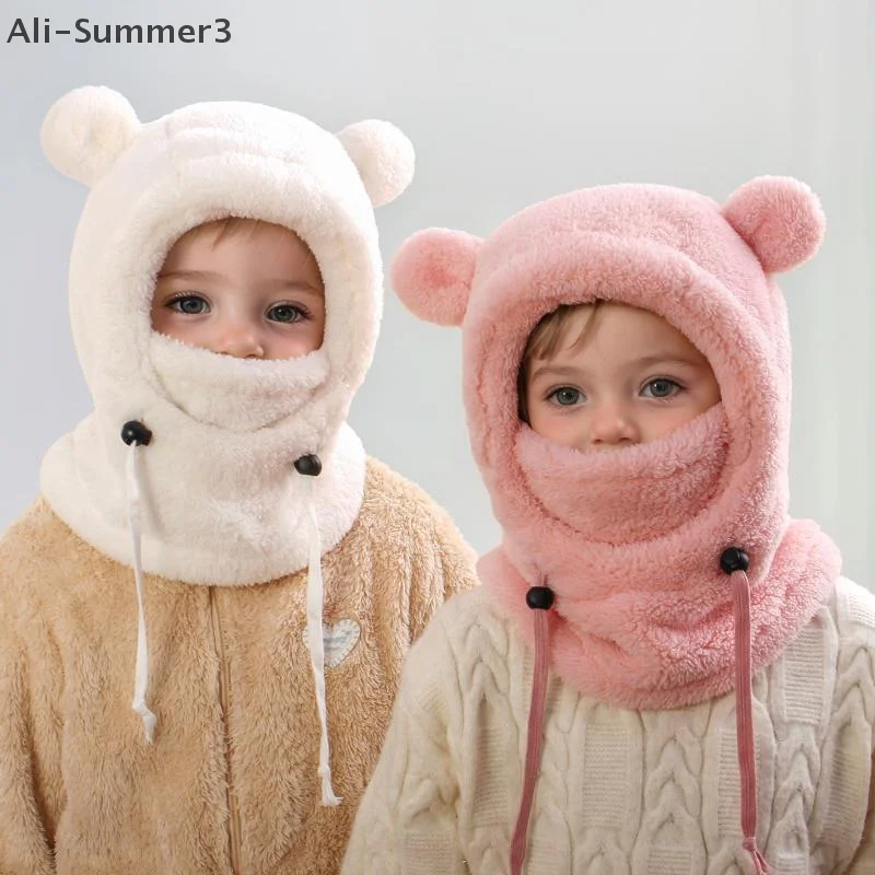 Kid pluche bivakmuts hoeden winddicht warme muts sjaal verstelbare nek cover oorbescherming cap