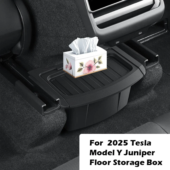 

Для Tesla Model Y Juniper 2025 года, задние сиденья, центральная консоль, напольный ящик для хранения, органайзер на заднее сиденье из ТПЭ, лоток для внутренних аксессуаров