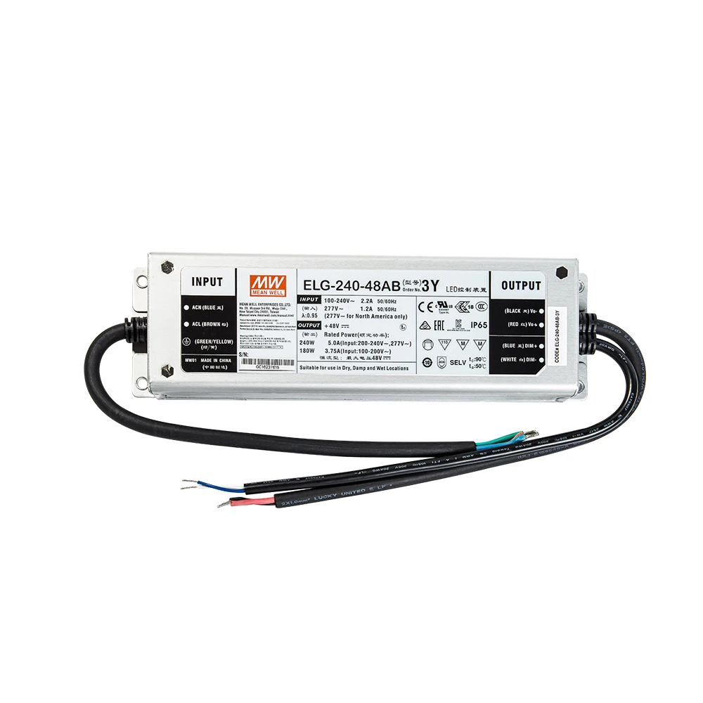 

MEAN WELL ELG-240-48AB-3Y 240W IP67 блок питания с постоянным током и регулировкой напряжения