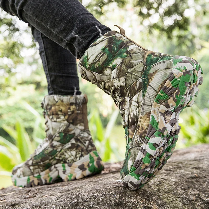 Men\'s boots high quality non-slip high top training boots plus size 47 Safety shoes men outdoor jungle hunting Camouflage boots